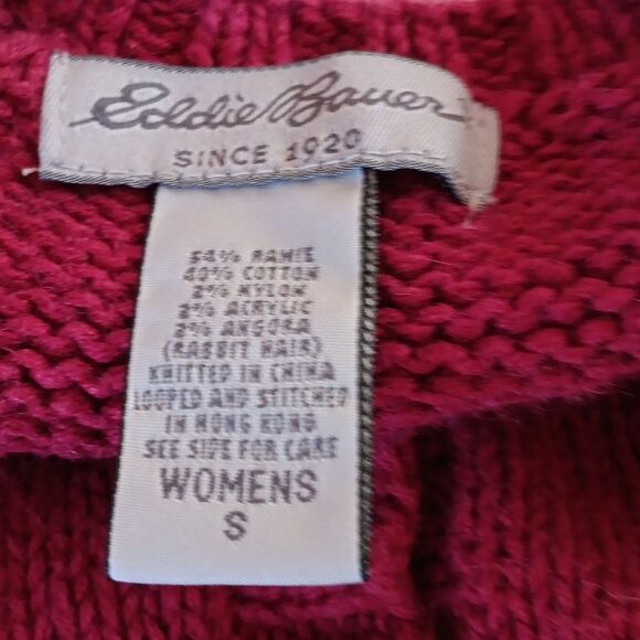 Eddie Bauer Vintage Nordic Red Cardigan Sweater. Holiday, Winter, Snowflakes - Picture 8 of 10
